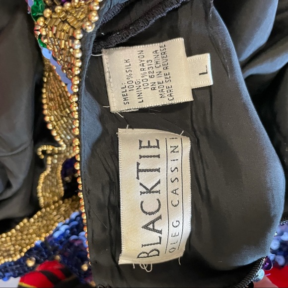 Vintage Black Tie Oleg Cassini Multi Colored Sequin Festival Top - Picture 2 of 4